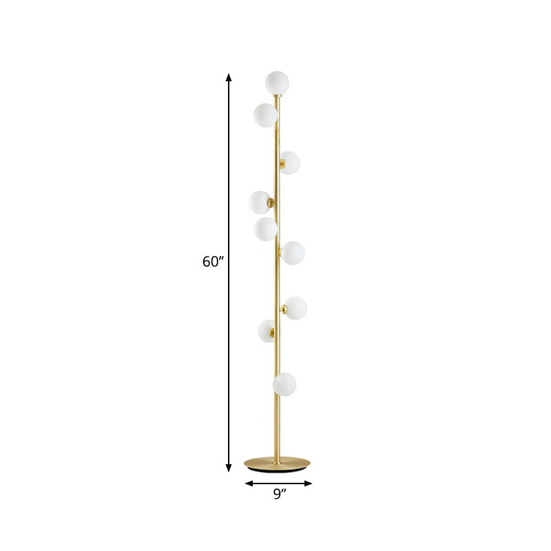 Modernism Modo Shade Floor Light White Glass 9-Head Living Room Reading Floor Lamp in Gold Clearhalo 'Floor Lamps' 'Lamps' Lighting' 987782