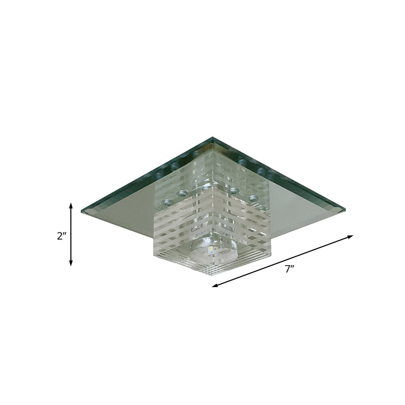 Beveled Clear Crystal Flushmount Lighting Cubic LED Modern Close to Ceiling Lighting Fixture Clearhalo 'Ceiling Lights' 'Close To Ceiling Lights' 'Close to ceiling' 'Flush mount' Lighting' 988534