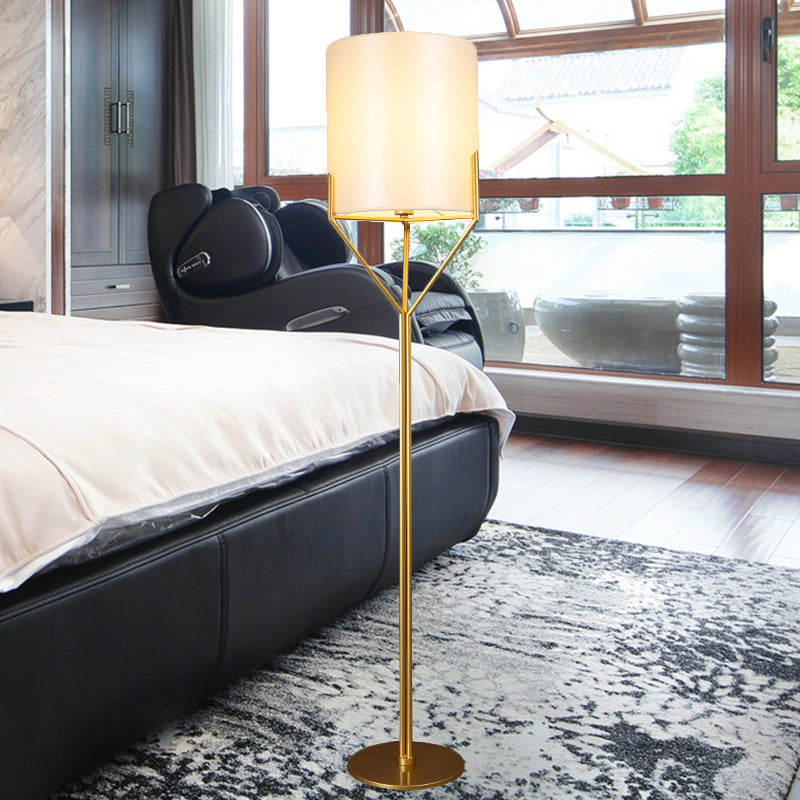 Ellipse Floor Reading Lamp Minimalist Metal Single Head Living Room Tripod Standing Light in White White Clearhalo 'Floor Lamps' 'Lamps' Lighting' 988616