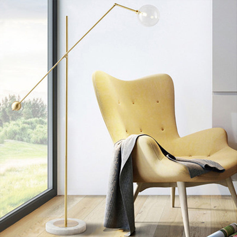 Modernist Orb-Like Task Floor Lamp Metal Single Bulb Office Standing Light with Balance Arm in Gold Clearhalo 'Floor Lamps' 'Lamps' Lighting' 988665