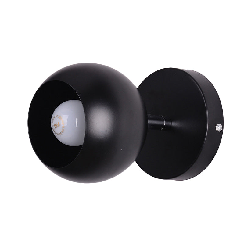 Metallic Black Finish Wall Lighting Ball Shade 1 Light Retro Industrial Wall Lamp for Bedroom Clearhalo 'Art deco wall lights' 'Cast Iron' 'Glass' 'Industrial wall lights' 'Industrial' 'Middle century wall lights' 'Modern' 'Rustic wall lights' 'Tiffany' 'Traditional wall lights' 'Wall Lamps & Sconces' 'Wall Lights' Lighting' 991088