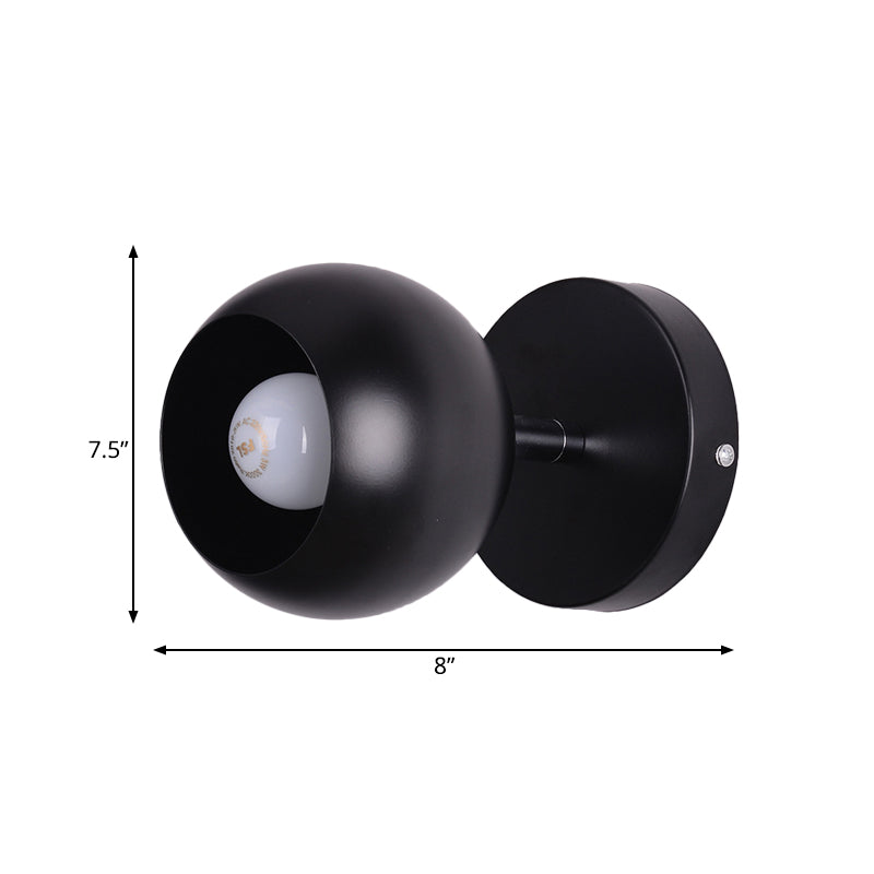 Metallic Black Finish Wall Lighting Ball Shade 1 Light Retro Industrial Wall Lamp for Bedroom Clearhalo 'Art deco wall lights' 'Cast Iron' 'Glass' 'Industrial wall lights' 'Industrial' 'Middle century wall lights' 'Modern' 'Rustic wall lights' 'Tiffany' 'Traditional wall lights' 'Wall Lamps & Sconces' 'Wall Lights' Lighting' 991090