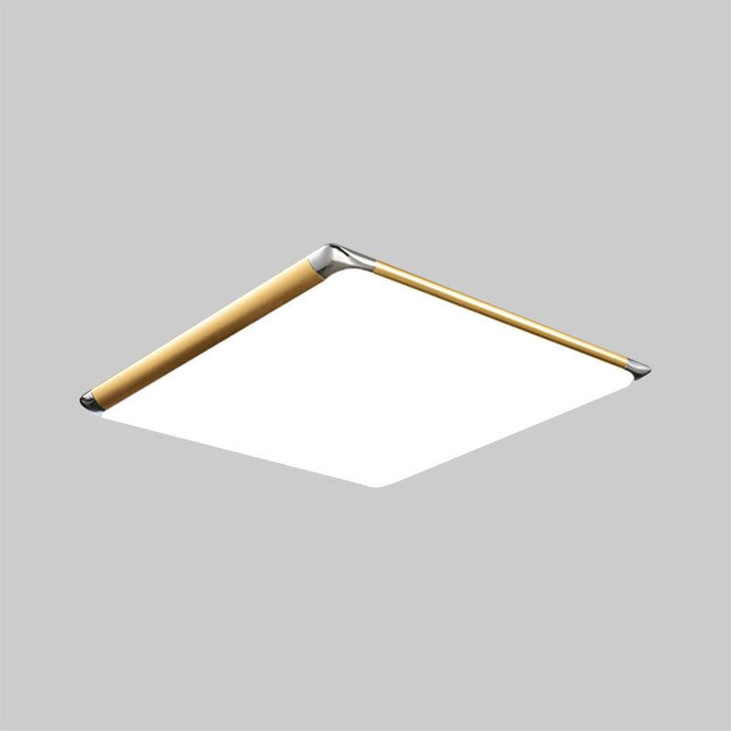 Ultra-Thin Square Flush Mount with Acrylic Shade Gold Integrated LED Bedroom Flush Mount Light in Warm/White, 18