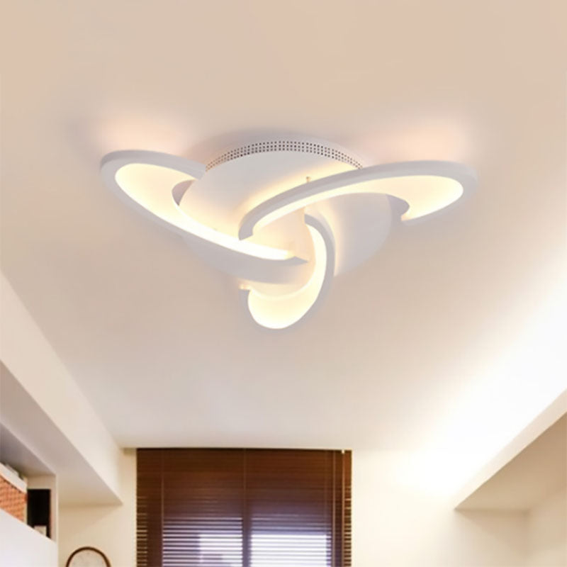 Windmill Flush Ceiling Light Fixture Modern Acrylic 3/6/12-Light Living Room Flushmount Lighting in Warm/White/Natural Light 3 White Clearhalo 'Ceiling Lights' 'Close To Ceiling Lights' 'Close to ceiling' 'Semi-flushmount' Lighting' 991332