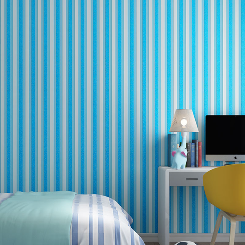 Vertical Stripe Wall Decor for Children's Bedroom Modern Vinyl Wallpaper Roll, 31' x 20.5