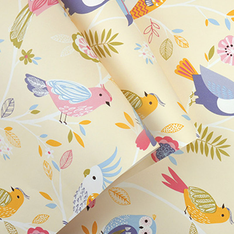 Pastel Color Simple Wallpaper 900 Bird and Lemon Wall Art for Kid's Bedroom Clearhalo 'Wall Decor' 'Wallpaper' 991774