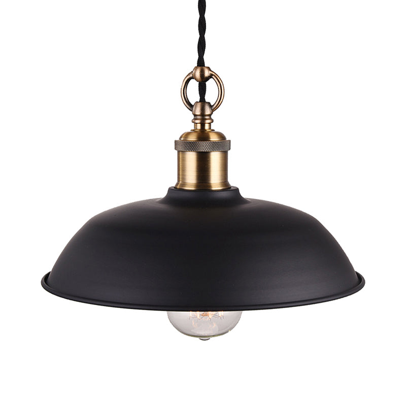 Retro Stylish Bowl Lampshade Ceiling Pendant Light 1 Bulb Metallic Ceiling Light Fixture in Black Clearhalo 'Art Deco Pendants' 'Black' 'Cast Iron' 'Ceiling Lights' 'Ceramic' 'Crystal' 'Industrial Pendants' 'Industrial' 'Metal' 'Middle Century Pendants' 'Pendant Lights' 'Pendants' 'Rustic Pendants' 'Tiffany' Lighting' 99203