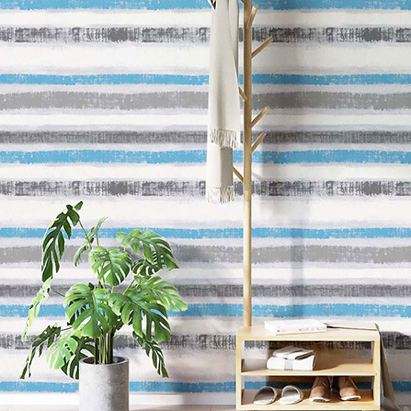 Contemporary Horizontal Stripe Wall Covering, 33' by 20.5