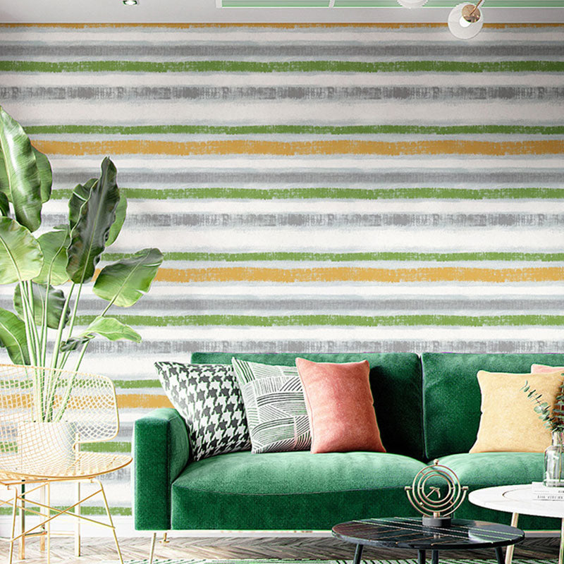 Contemporary Horizontal Stripe Wall Covering, 33' by 20.5