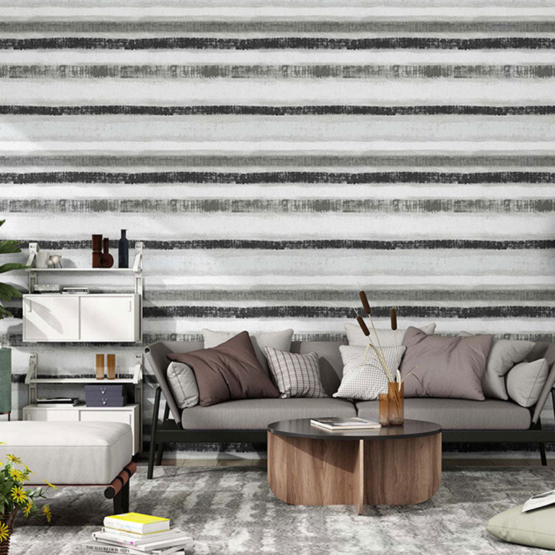 Contemporary Horizontal Stripe Wall Covering, 33' by 20.5