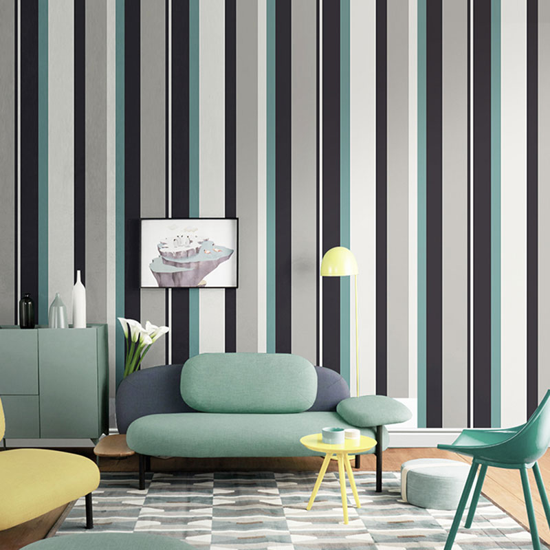 Broad Vertical Stripe Wall Covering for Home Decoration in Neutral Color, 33'L x 20.5