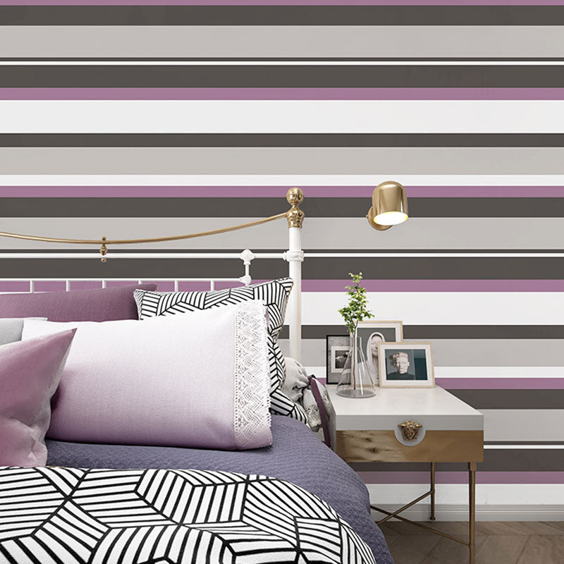 Broad Vertical Stripe Wall Covering for Home Decoration in Neutral Color, 33'L x 20.5