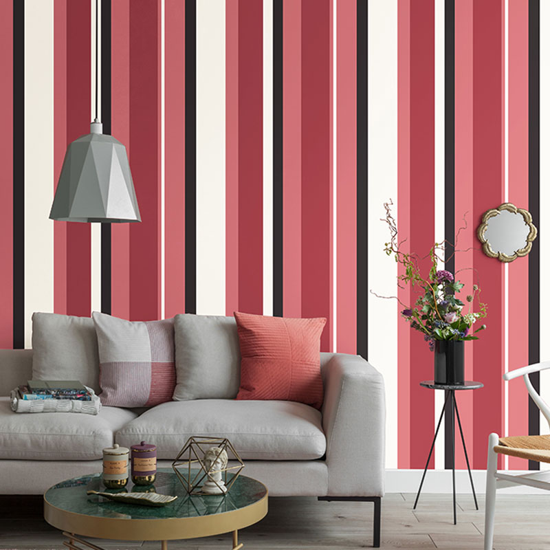 Broad Vertical Stripe Wall Covering for Home Decoration in Neutral Color, 33'L x 20.5