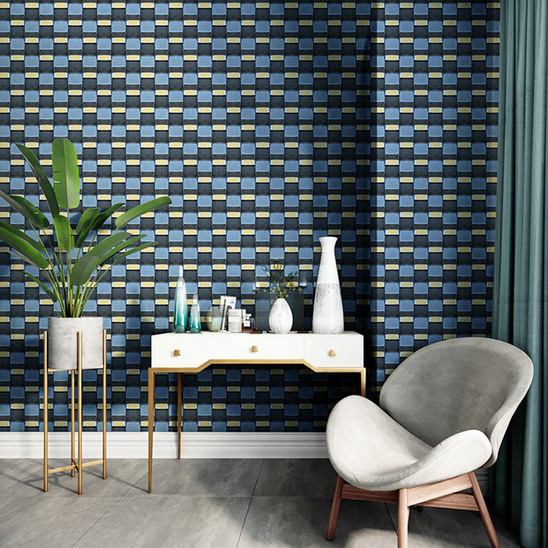 Nordic Geometries Wallpaper Roll for Bathroom Decoration Lines Wall Art, 57.1 sq ft. Blue Clearhalo 'Wall Decor' 'Wallpaper' 992352