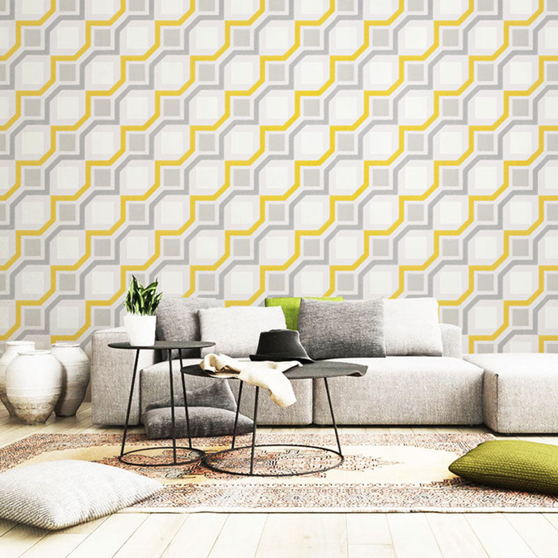 Harlequin and Grid Wall Art in Neutral Color Vinyl Wallpaper for Home Decor, 20.5