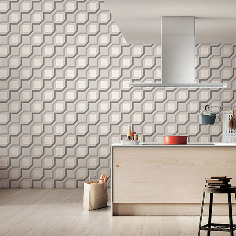 Harlequin and Grid Wall Art in Neutral Color Vinyl Wallpaper for Home Decor, 20.5