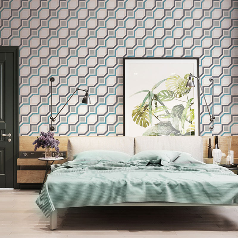 Harlequin and Grid Wall Art in Neutral Color Vinyl Wallpaper for Home Decor, 20.5