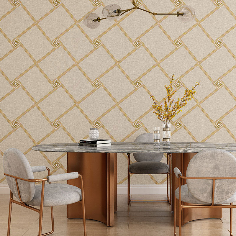 Nordic Geometries Flock Wall Art in Natural Color Coffee Shop Wallpaper, 33' x 20.5