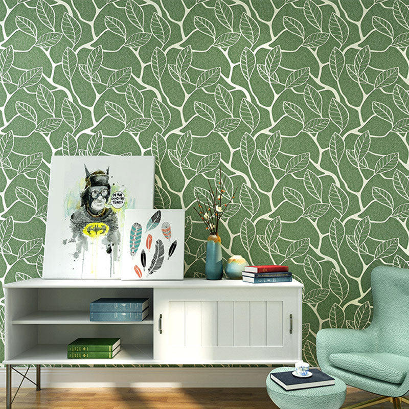 Leaves and Stem Wallpaper for Coffee Shop Contemporary Wall Art, Non-Pasted. 33'L x 20.5