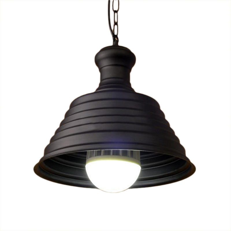 Bronze Finish Bell Hanging Light with Ribbed Design Industrial Metal 1 Light Restaurant Pendant Lamp Clearhalo 'Art Deco Pendants' 'Cast Iron' 'Ceiling Lights' 'Ceramic' 'Crystal' 'Industrial Pendants' 'Industrial' 'Metal' 'Middle Century Pendants' 'Pendant Lights' 'Pendants' 'Tiffany' Lighting' 99417