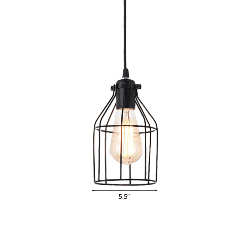 Black Birdcage Pendant Ceiling Light Loft Style Metal 1 Head Living Room Hanging Light Fixture Clearhalo 'Art Deco Pendants' 'Black' 'Cast Iron' 'Ceiling Lights' 'Ceramic' 'Crystal' 'Industrial Pendants' 'Industrial' 'Metal' 'Middle Century Pendants' 'Pendant Lights' 'Pendants' 'Rustic Pendants' 'Tiffany' Lighting' 99781